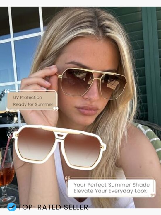Oversized Aviator Sunglasses Square Polarized UV400 Trendy Unisex Glasses main image 7